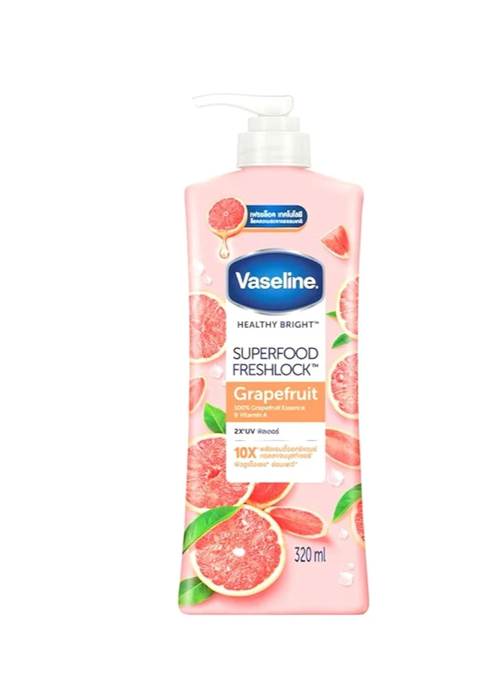 Vaseline Body Lotion Healthy Bright Super Food Fresh Lock Grapfruit (Pump)