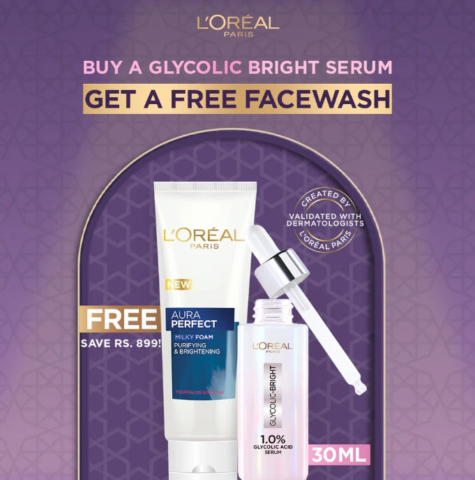 Bundle - Free Aura Perfect Facewash with Glycolic Serum 30ml