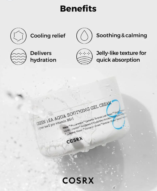 Cosrx Green Tea Aqua Soothing Gel Cream 50Ml
