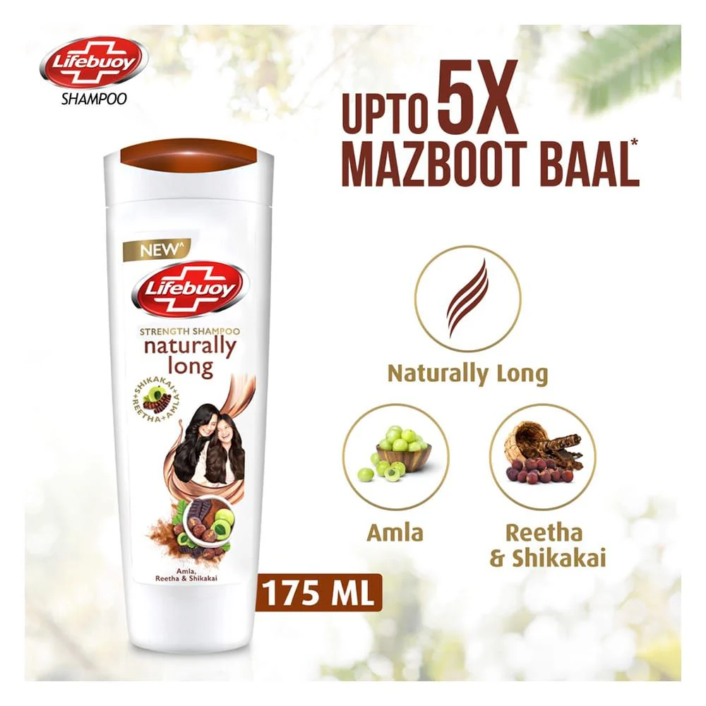 Lifebuoy Naturally Long Amla Reetha & Shikakai Strength Shampoo 175Ml