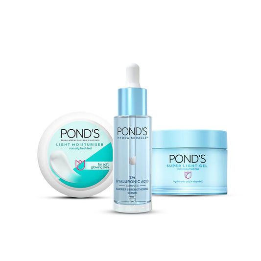 Bundle - Ponds Moisturizing Cream 75Ml + POND's Hydra Miracle Barrier Strengthening Serum - 30ml + POND'S Super Light Gel - 50G