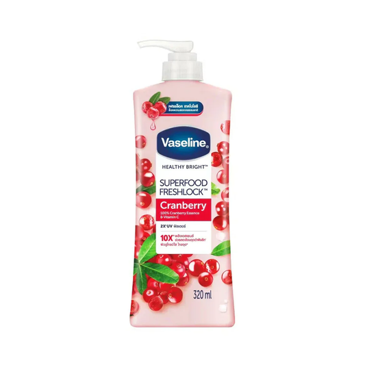 Vaseline Body Lotion Healthy Bright Super Food Fresh Lock Cranberry 320Ml (Pump)