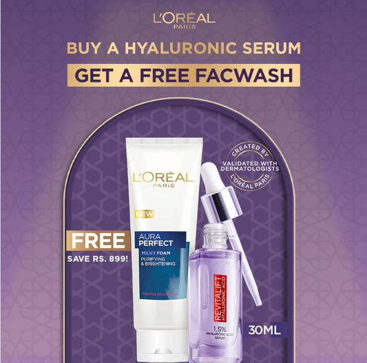Bundle - Free Aura Perfect Facewash with Hyaluronic Serum 30ml