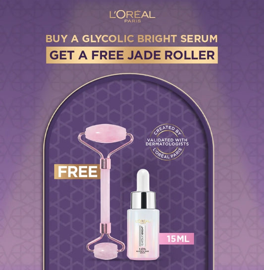 Bundle - L'Oreal Glycolic Serum 15Ml with Free Jade Roller