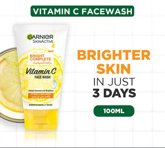 Garnier Skin Active Bright Complete Face Wash 100Ml - For Brighter Skin