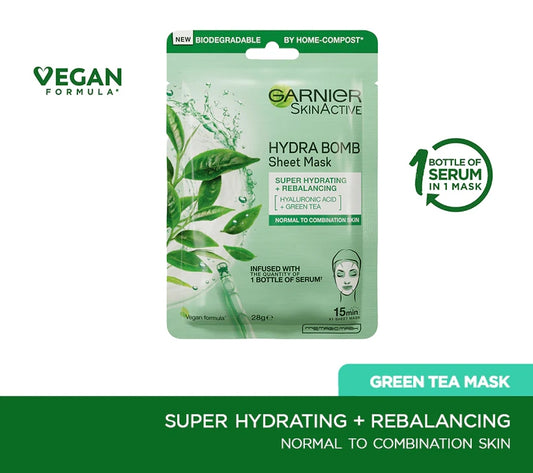 Garnier Skin Active Hydra Bomb Green Tea Tissue Face Mask, 28G